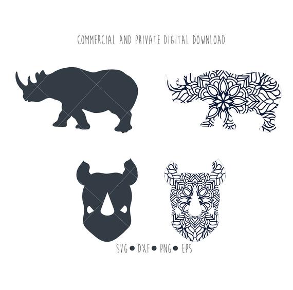 570x565 Rhino Mandala Digital Africa Animals Clipart Vector Etsy