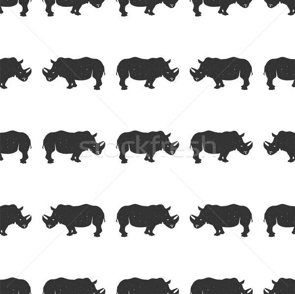600x599 Rhino Seamless Wild Animal Wallpaper Stock Vector Rhinoceros