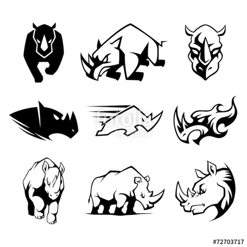 500x500 Rhinoceros Symbol Rhinoceros Vector Cartoon Symbol Stock Image