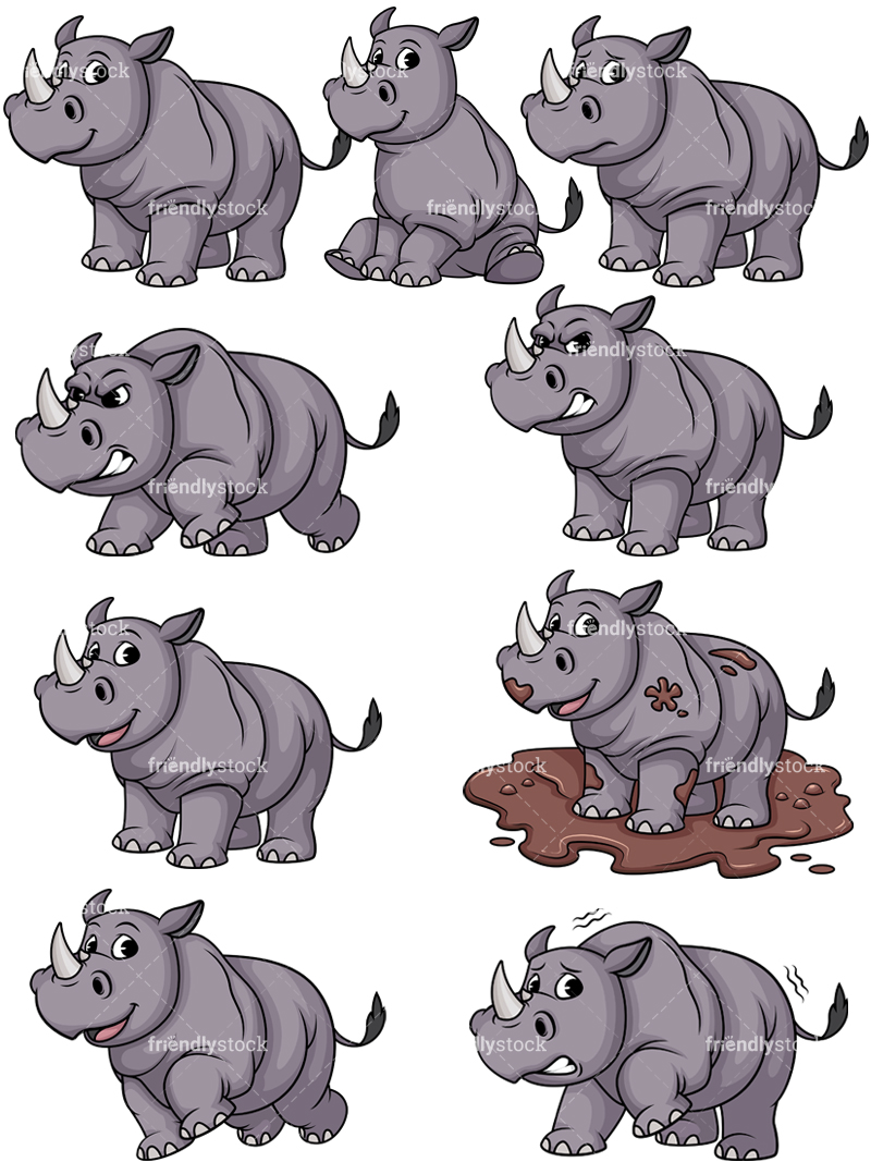 800x1067 Rhinoceros Vector Collection Cartoon Clipart