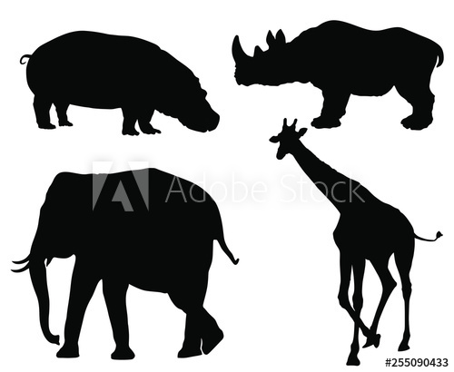 500x410 Wild African Animals Vector Silhouette Illustration Elephant