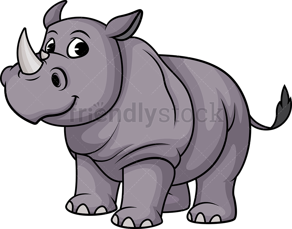 1020x798 One Horned Rhino Cartoon Clipart Vector
