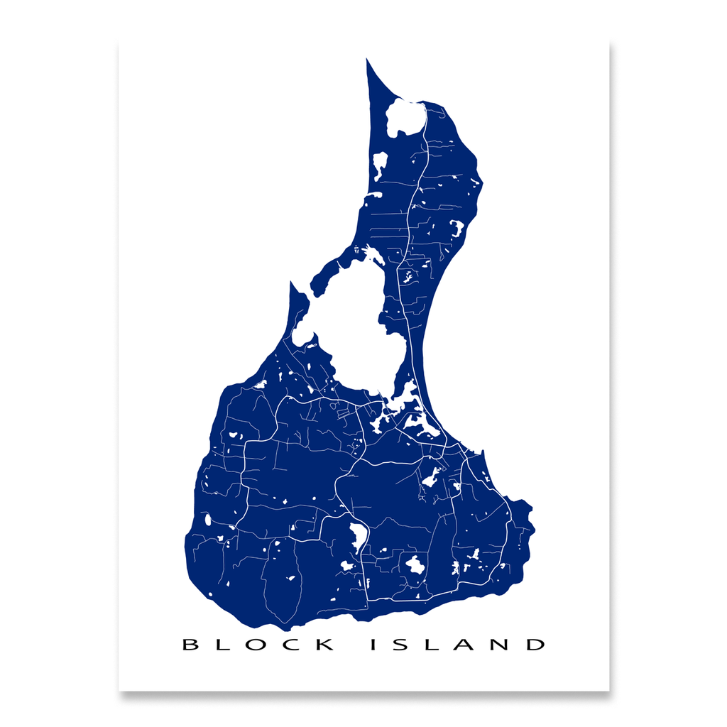 1024x1024 Block Island Map Print, Rhode Island, Usa, Colors Maps As Art