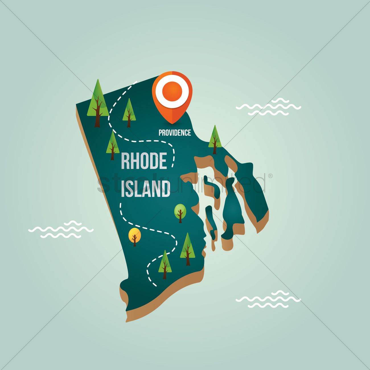 1300x1300 Rhode Island Map With Capital City Vector Image
