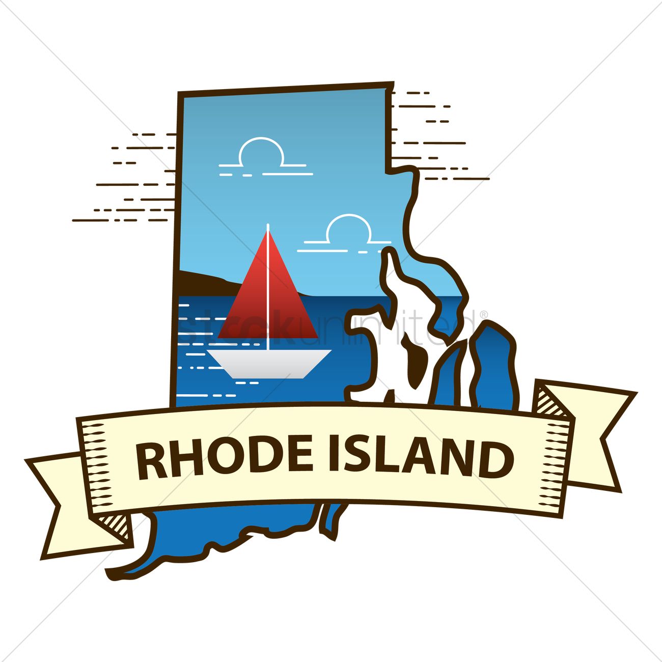 1300x1300 Rhode Island State Map Vector Image