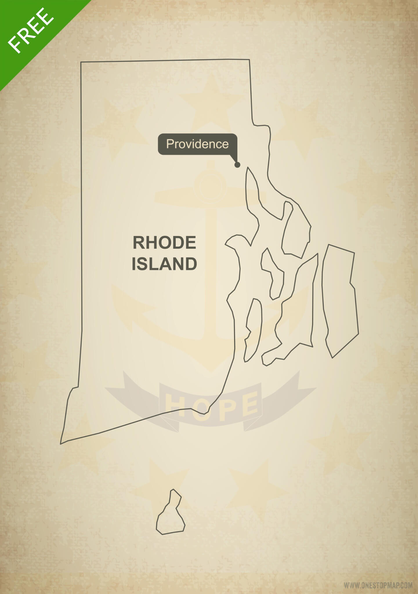 1441x2048 Free Vector Map Of Rhode Island Outline One Stop Map