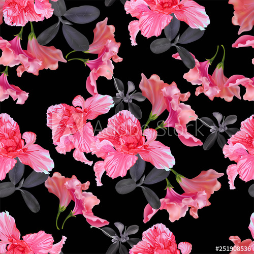 500x500 Floral Seamless Pattern With Rhododendron Vector Illustration