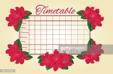 457x300 Timetable Weekly Schedule With Red Rhododendron Vector Premium