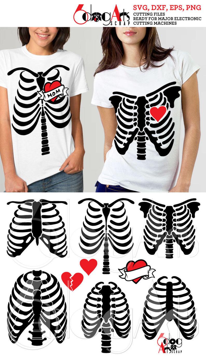 794x1377 Halloween Skeleton Rib Cage Vector Digital Dxf Etsy