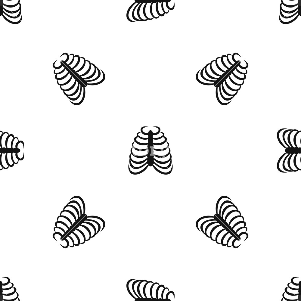 1000x1000 Rib Cage Pattern Repeat Seamless In Black Color For Any Design
