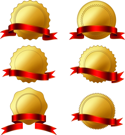 500x542 Golden Badge With Red Ribbon Vector Free Vector In Encapsulated