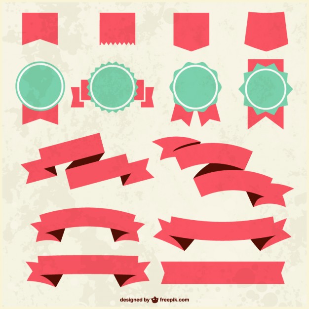 626x626 Grunge Textured Ribbons And Badges Vector Free Download