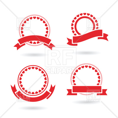 400x400 Set Of Ribbon Badge With Hearts Vector Image Of Icons And Emblems