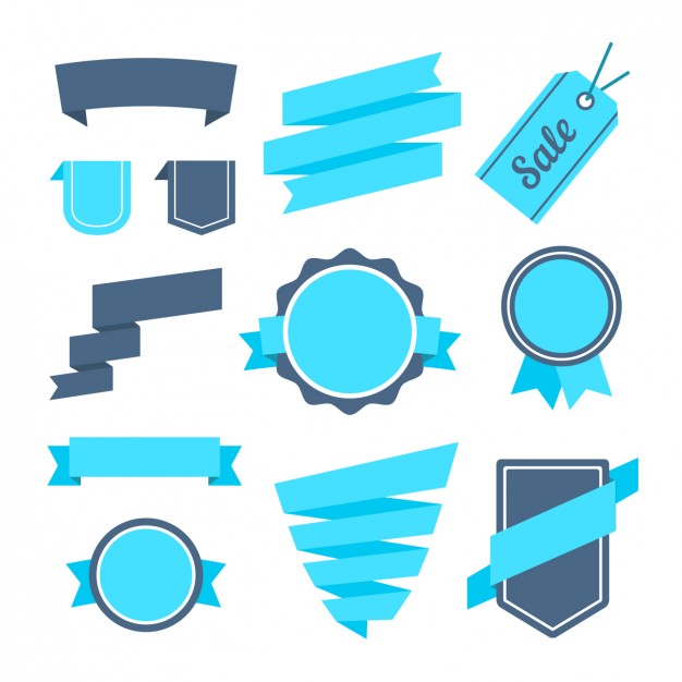 626x626 Blue Ribbons, Badges And Label Design Vector Free Download