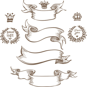 368x368 Hand Drawn Vector Ribbon Banner Free Vector Download