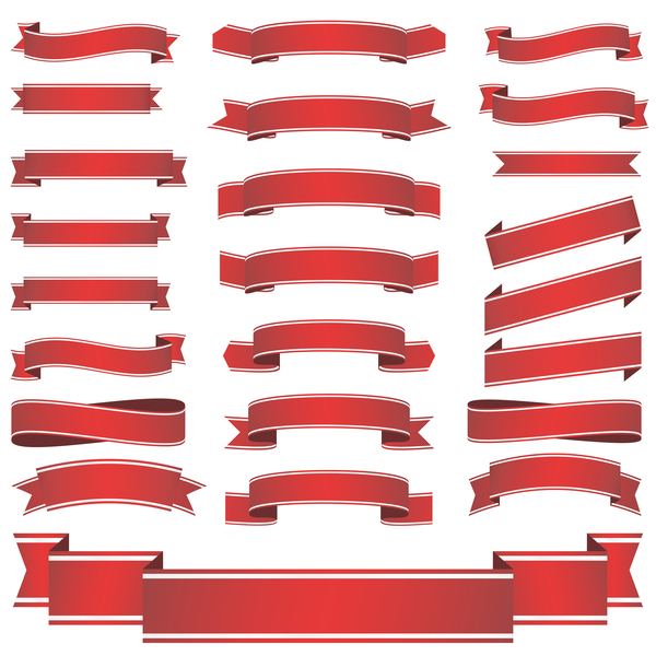 600x600 Red Ribbon Banners Vectors Free Download
