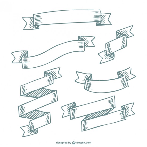 626x626 Doodle Ribbon Banners Free Vector Free Download