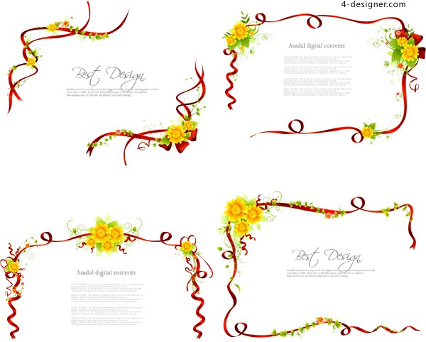 Designer Beautiful Flowers Ribbon Border Vector Material 600x482 Designer Beautiful Flowers Ribbon Border Vector Material