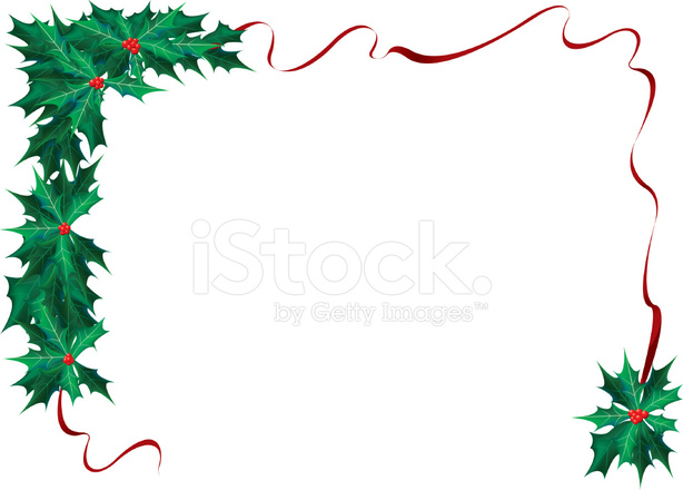 Christmas Holly Ribbon Border Stock Vector 614x440 Christmas Holly Ribbon Border Stock Vector