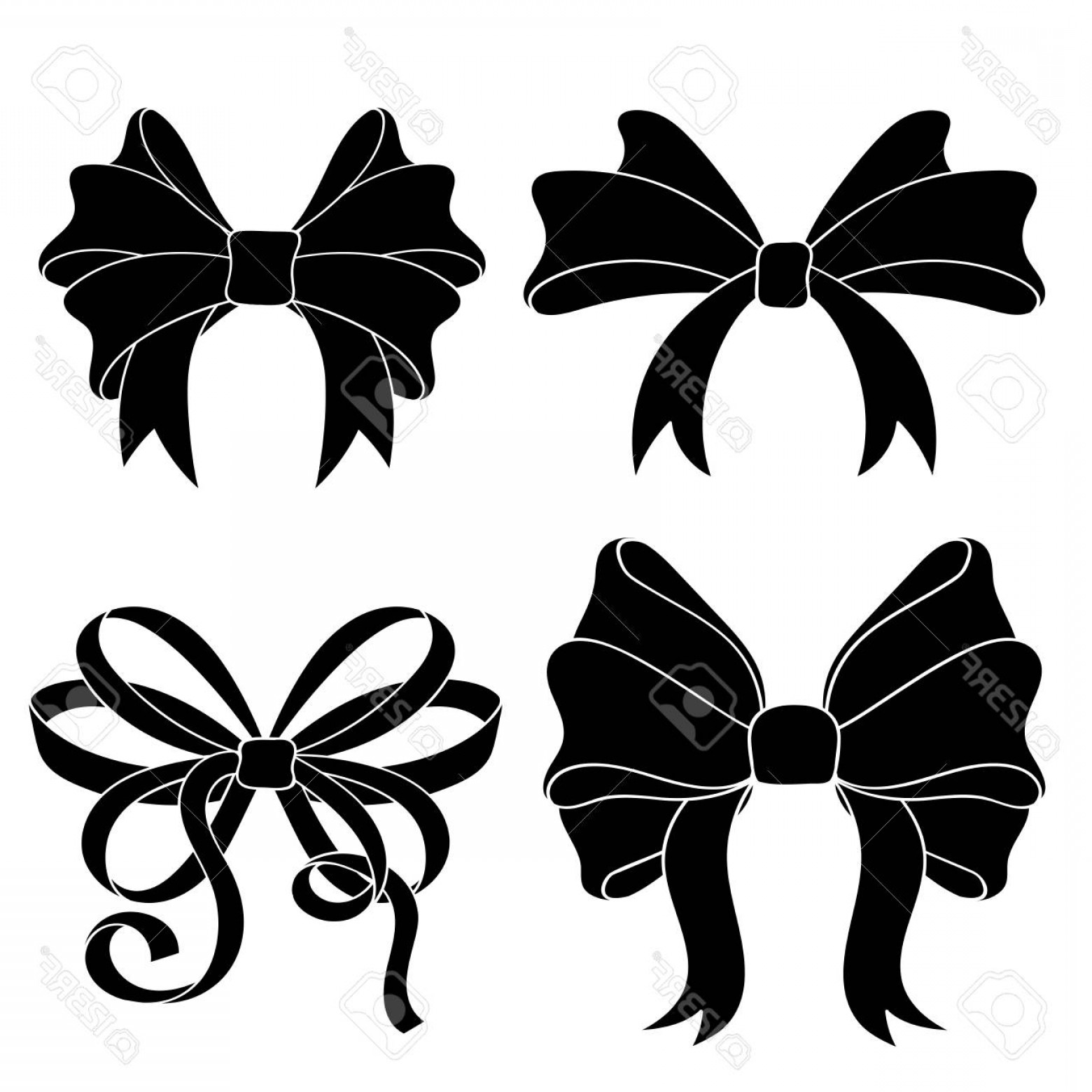 1560x1560 Photostock Vector Black Silhouette Ribbon Bows Vector Illustration