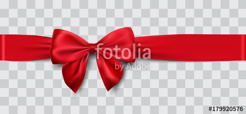 500x232 Red Satin Ribbon And Bow Vector Illustration Stock Image