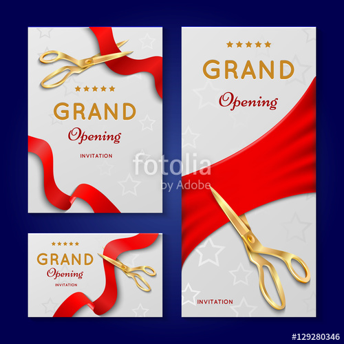 500x500 Ribbon Cutting With Scissors Grand Opening Ceremony Vector