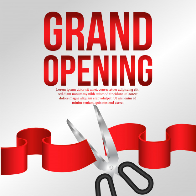 626x625 Grand Opening Poster Event With Red Ribbon Cutting Vector