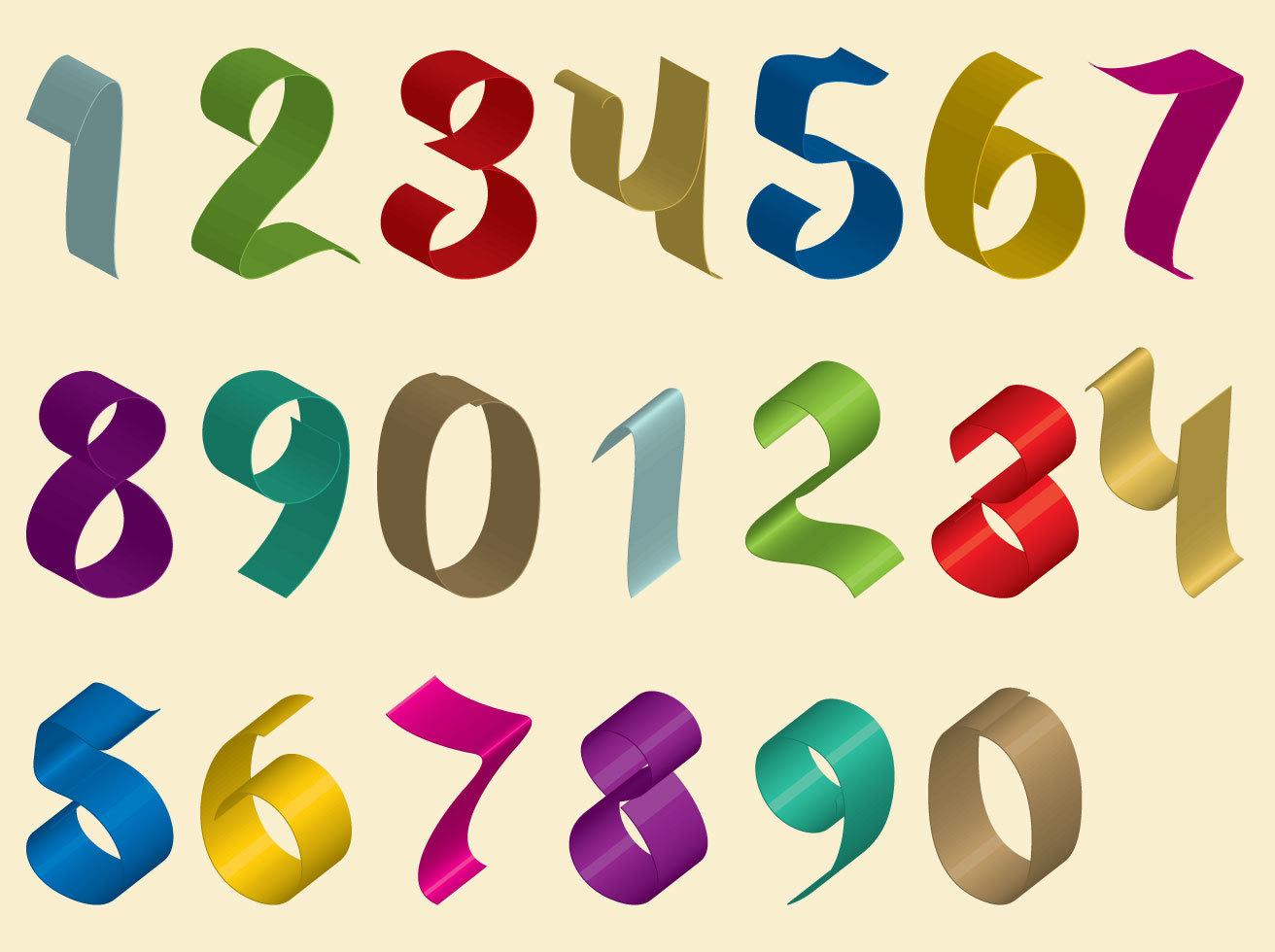 1312x980 Ribbon Numbers Vector Art Graphics