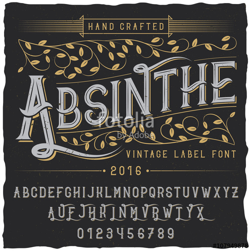500x500 Absinthe Label Font And Sample Label Design With Decoration