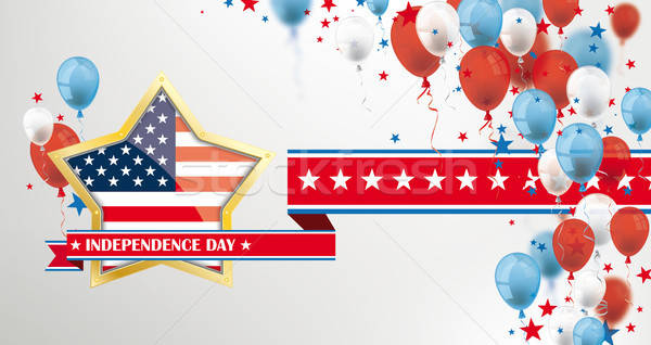 600x318 Golden Star Independence Day Balloons Ribbon Header Vector