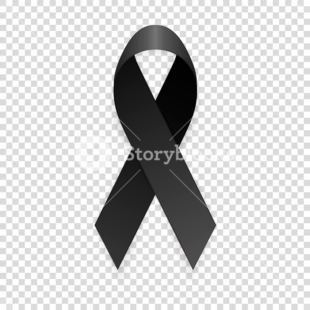 1000x1000 Vector Realistic Black Awareness Ribbon Icon Closeup Isolated