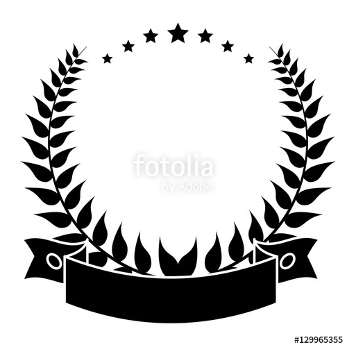 500x500 Silhouette Of Decorative Wreath Of Leaves With Ribbon Icon Vector