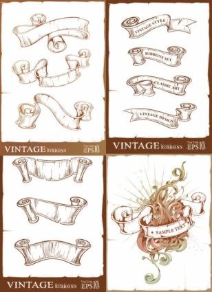 308x425 Retro Ribbon Scroll Vector Vector Misc