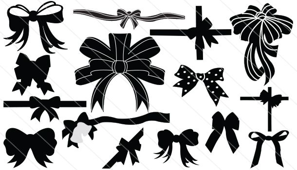Christmas Ribbon Silhouette Vector 610x350 Christmas Ribbon Silhouette Vector