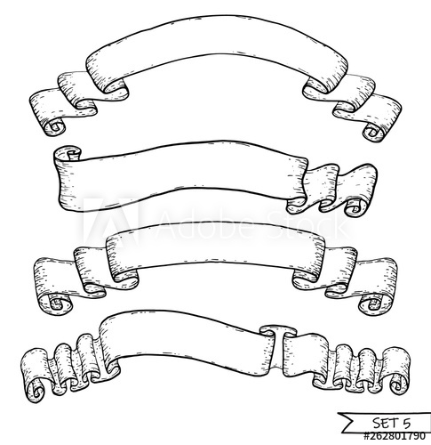Paper Scrolls And Ribbon Banners Hand Drawn Sketch Vector 485x500 Paper Scrolls And Ribbon Banners Hand Drawn Sketch Vector