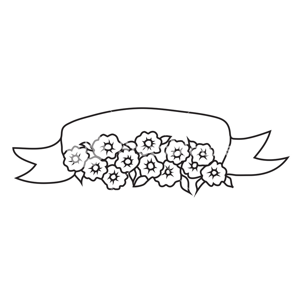Wedding Ribbon With Flower Vector Vintage Sketch Decoaration 1000x1000 Wedding Ribbon With Flower Vector Vintage Sketch Decoaration