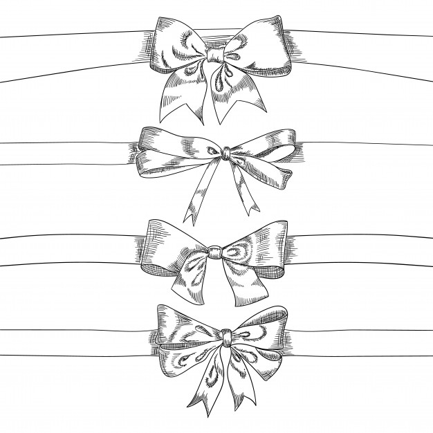 Bow Ribbons Sketch Isolation On A White Background, Vector 626x626 Bow Ribbons Sketch Isolation On A White Background, Vector