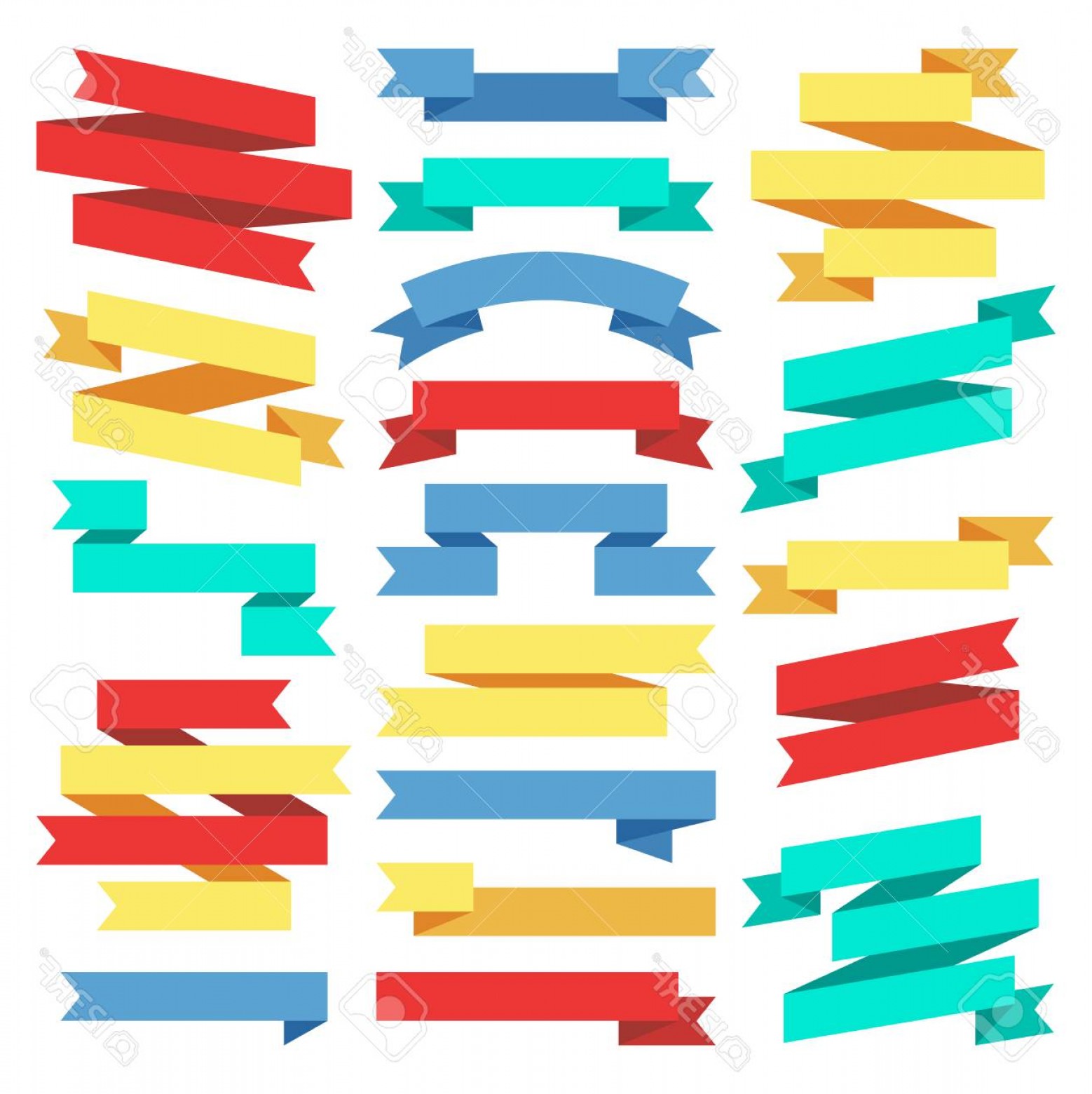 1558x1560 Photostock Vector Flat Banners Ribbons Web Stickers Stock Vector