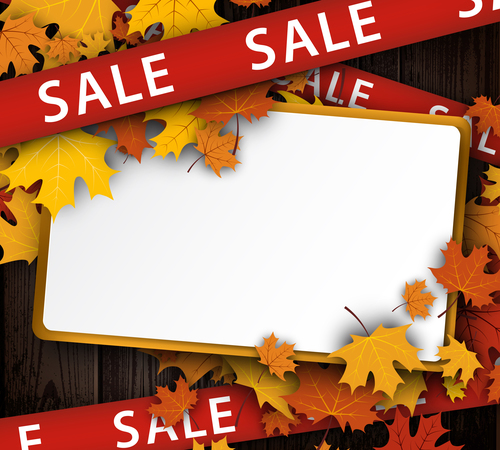 500x450 Autumn Sale Background With Ribbon And Wood Texture Vector Free