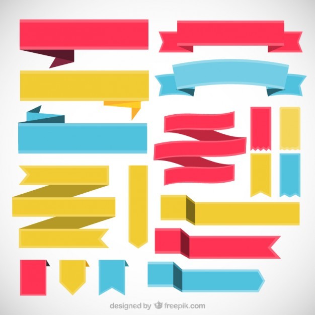 626x626 Colored Collection Of Retro Ribbons Vector Free Download
