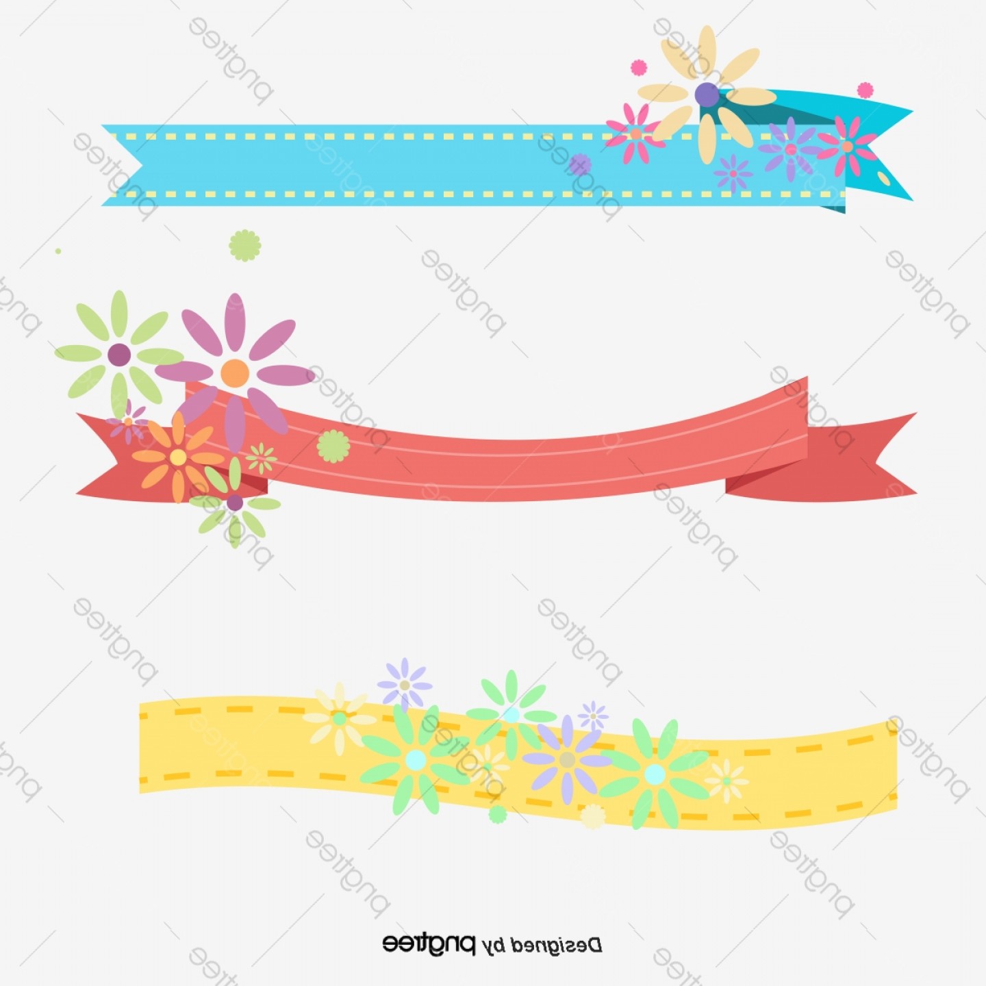 1440x1440 Three Color Spring Flower Ribbon Banner Cqrecords
