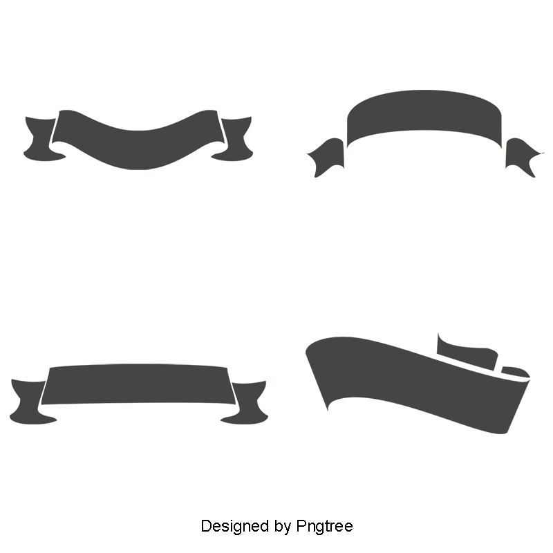 800x800 A Black Ribbon Design Vector Material, Black, Banner, Label Png