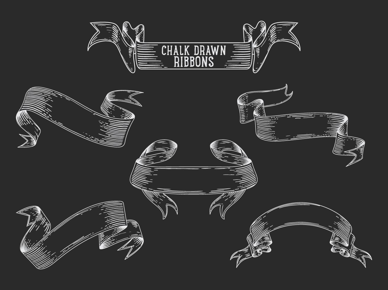1312x980 Free Chalk Drawn Ribbon Vector Set Vector Art Graphics
