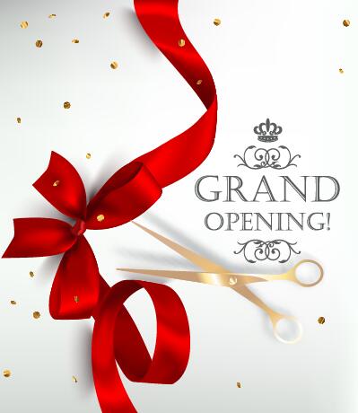 399x460 Grand Poening Invited Card With Red Ribbon Vector Free Download