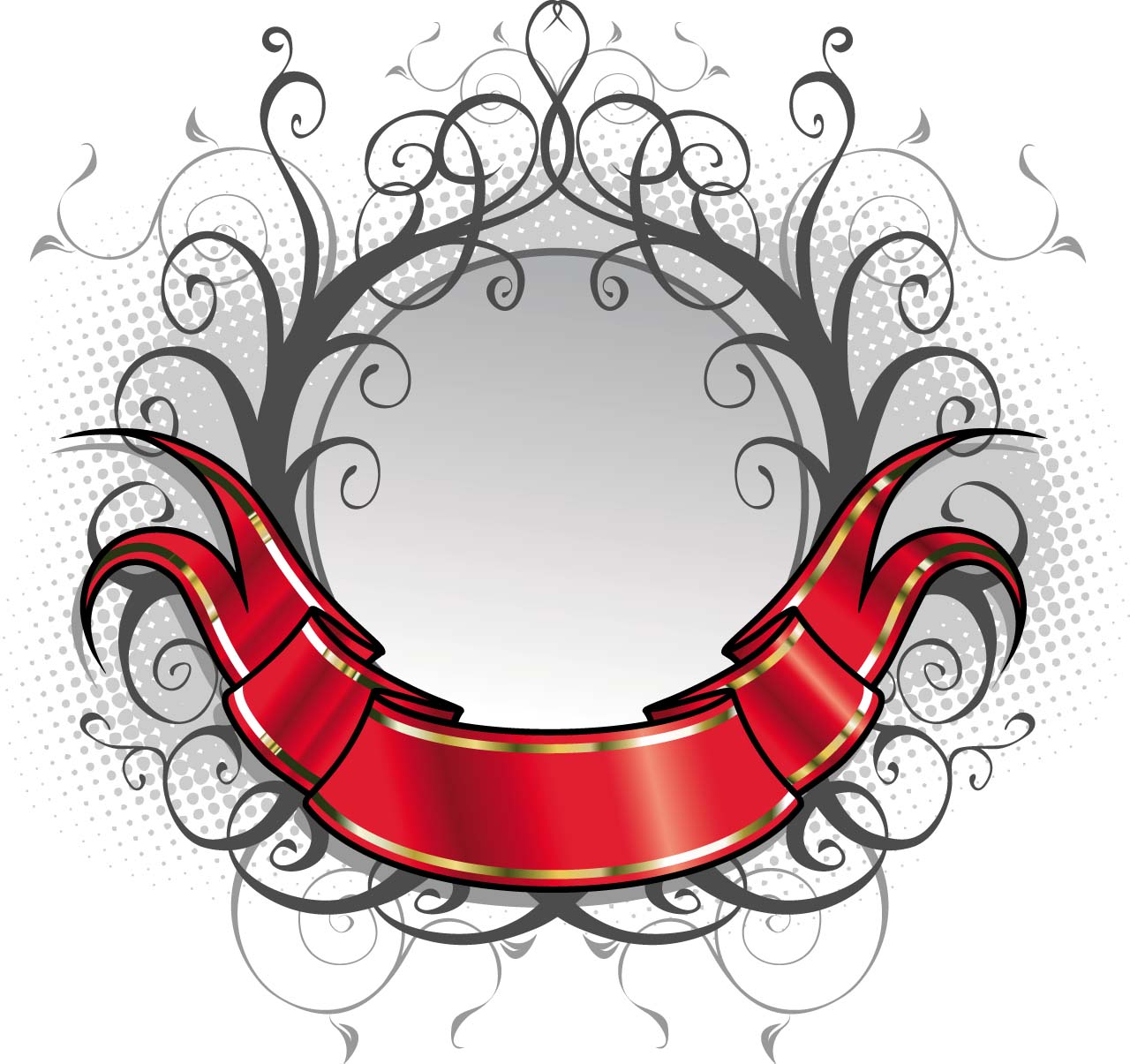 1280x1205 Red Ornate Title Ribbon Vector Free Download