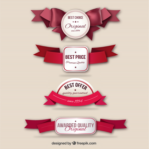 625x625 Quality Labels With Ribbons Vector Free Download