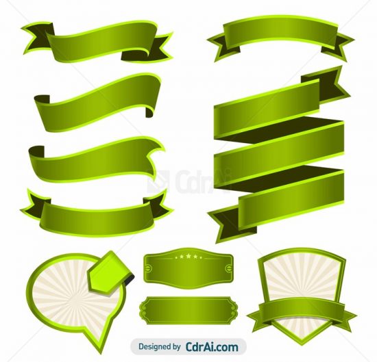 550x529 Set Of Green Ribbons Vector Free Download Cdr