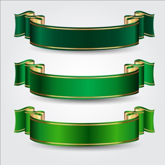 550x550 Green Ribbons Vectors Set Download My Free Photoshop World