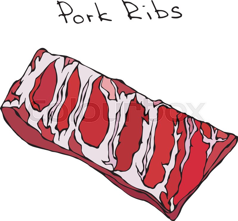 800x743 Row Pork Ribs Realistic Vector Stock Vector Colourbox