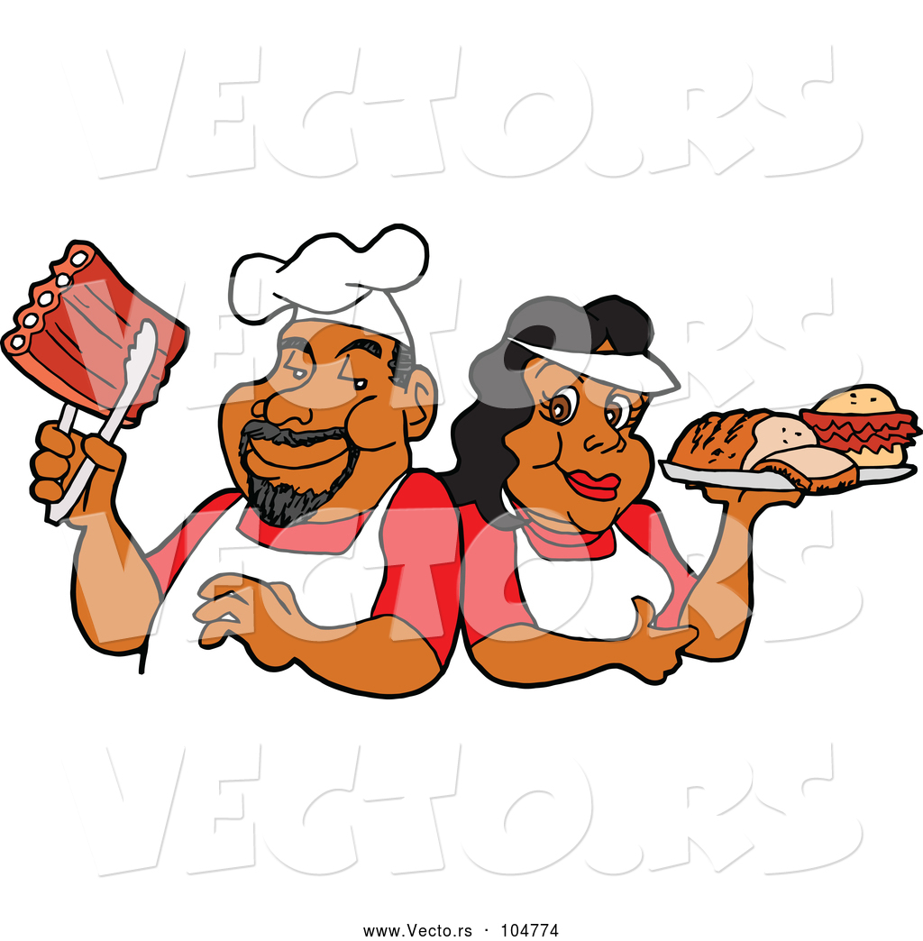 1024x1044 Vector Of Cartoon Happy Black Chef Couple Holding Ribs And A Plate